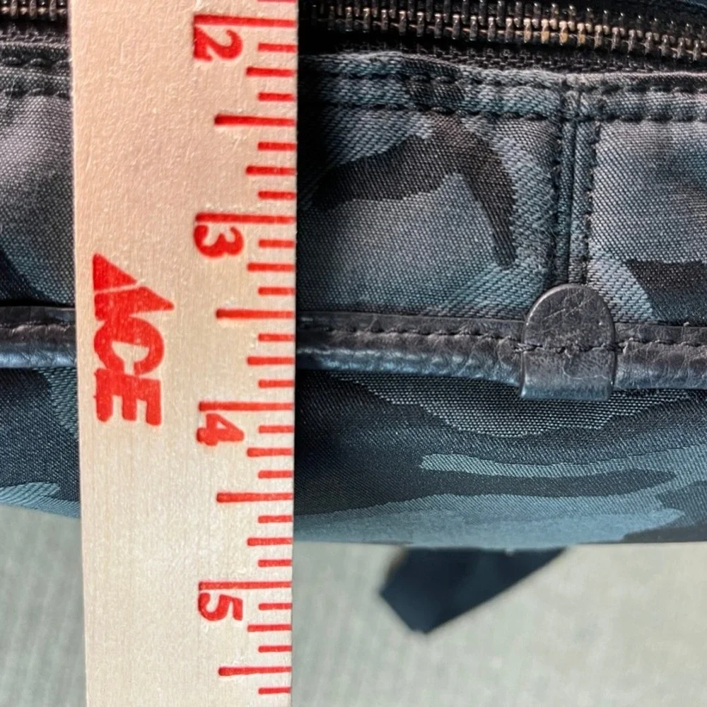 Lululemon Now and Always Tote Bag Camo Black Grey Leather Trim Crossbody 15in
